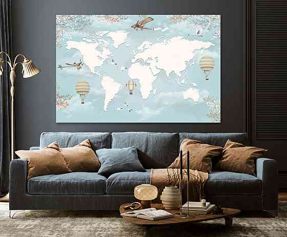 Картина холст в гостиную / спальню  Мапа світу  MLP_304 Киев