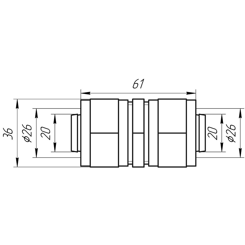 Муфта проміжна APE ITALY 703 L 26x26 Тернопіль - фото 3