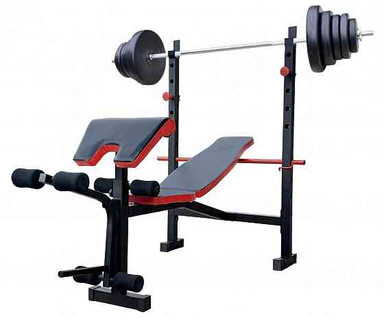 Скамья для жима универсальная ReadMeBlack + штанга 103 кг Гантели, гири, штанги и диски АВС пластик комплект Киев
