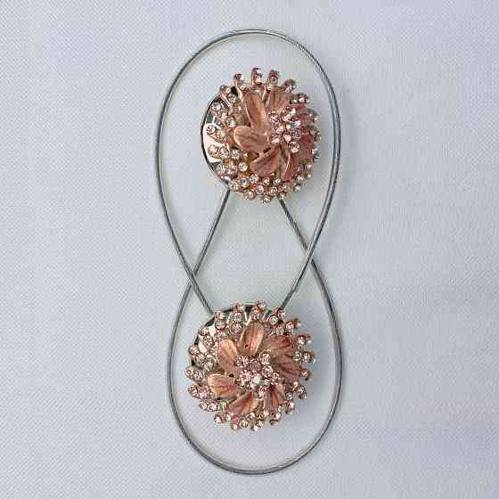 Магніти для штор та гардин "Flowers" набір 2 шт Персиковий (81-217) Київ