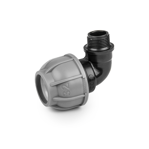 Коліно для труб PE, 32 мм, PN10, із зовнішньою різзю 1, DSRA10K32M1 Київ - фото 1