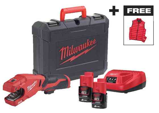 Труборіз акумуляторний по нержавіючій сталі MILWAUKEE M12 PCSSMC-202C + жилет, (+ заряд.пристрій, 2 акум., HD Одеса