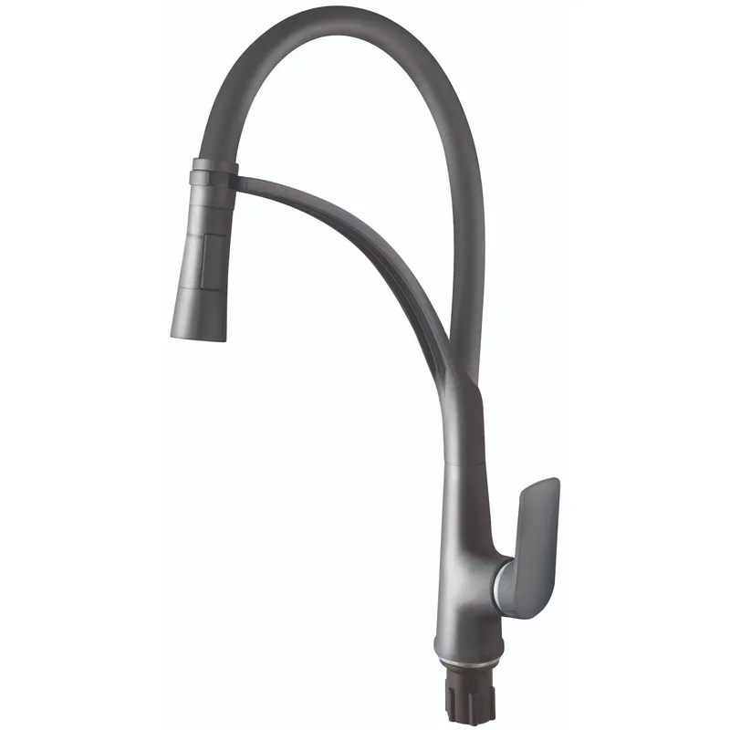 Змішувач для кухні Plamix Lucas-017 SET Graphite Refl.Grey термопластиковий (колір графіт+гнучкий сірий вилив) (PM0723) Чернівці - фото 3