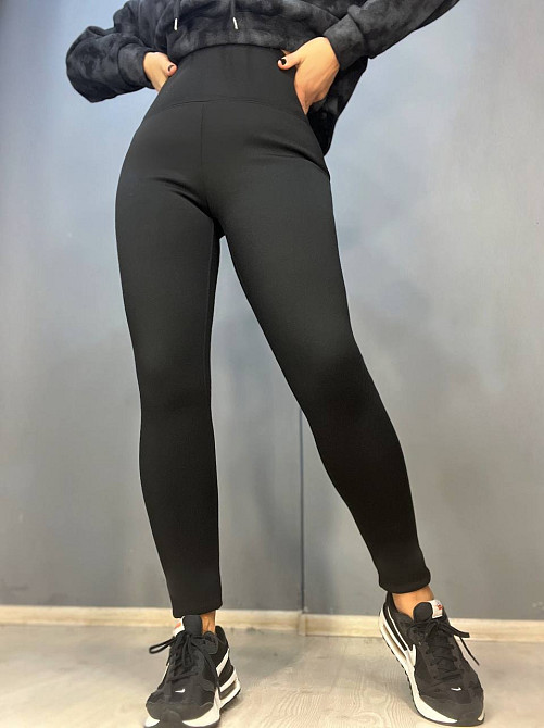 Лосини жіночі Ластівка 750 широкий пояс утягуючі дайвінг утеплені на хутрі чорні, чорний, 2XL Київ - фото 18