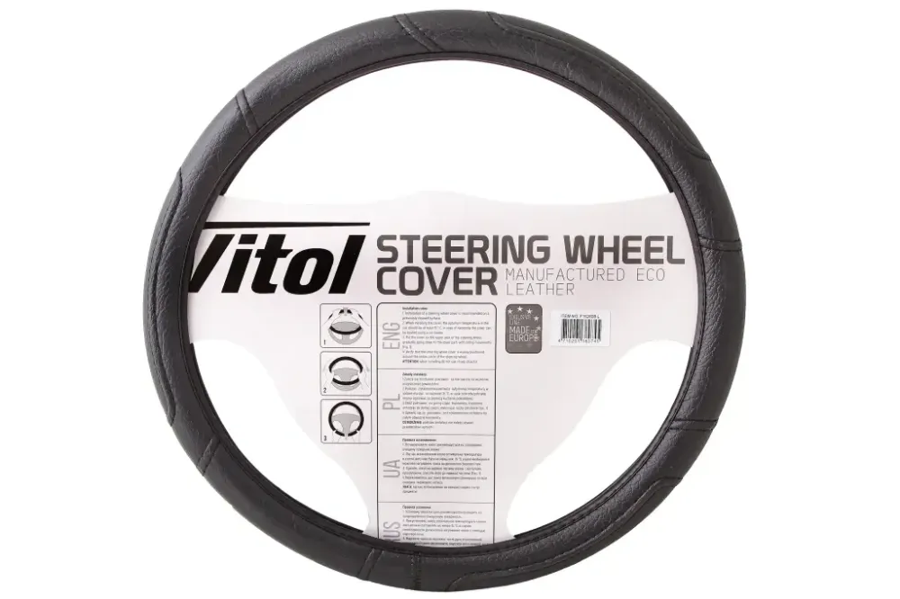 Оплітка на кермо L Vitol F-16280B-L чорний під шкіру Вінниця - фото 2