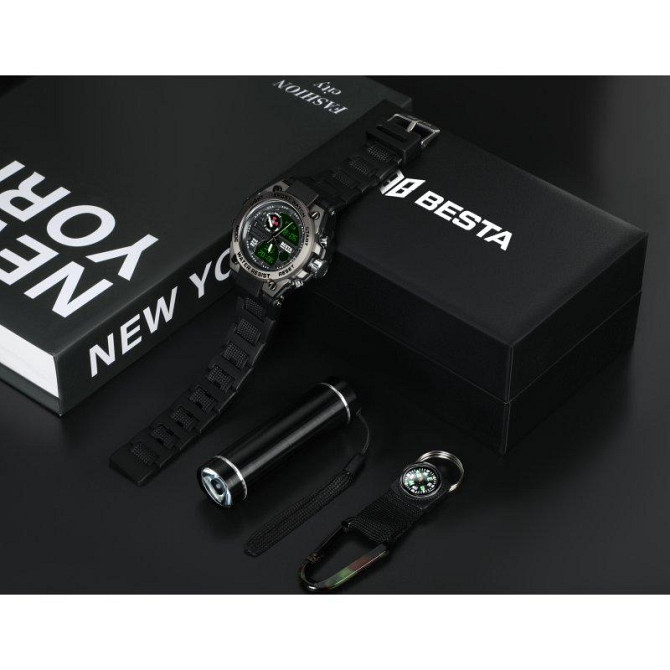 Чоловічий водостійкий наручний годинник Besta Box Tattoo ЗСУ Light з компасом + подарунковий набір Вінниця - фото 3