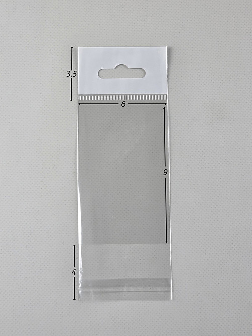 Пакеты для упаковки прозрачные с клейкой лентой и подвесом 6*9 +4\25мк +скотч(+еврослот3,5) (1000 шт) Харьков - изображение 3