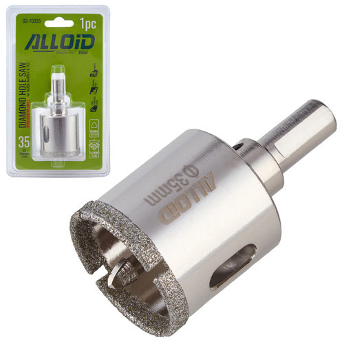Свердло корончате алмазне по склу та кераміці 35мм з центрувальним свердлом Alloid Одеса - фото 1