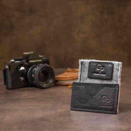 Маленький кожаный картхолдер Черный (GRANDE PELLE) Киев