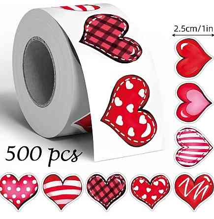 Наклейки у формі серця декоративні, набір 500 шт, 8 дизайнів Київ