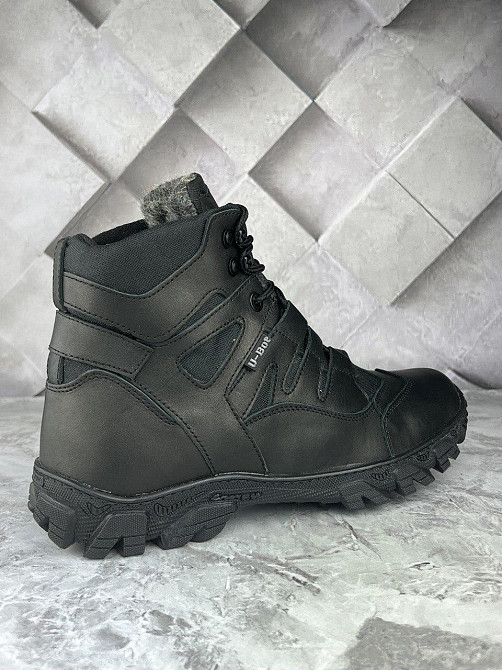 Тактичні чоловічі зимові черевики хихак чорного кольору прошиті та проклеєні військові черевики на хутрі WAR Львів - фото 4