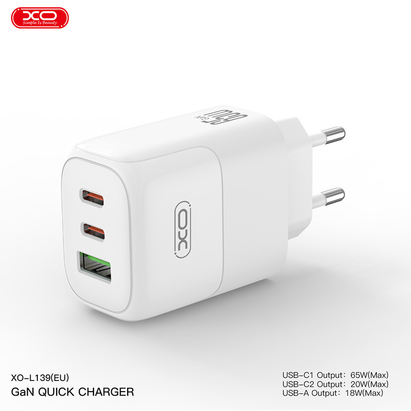 Мережевий зарядний пристрій XO L139 1USB-A 45W+2USB-C 65W білий Львів - фото 3
