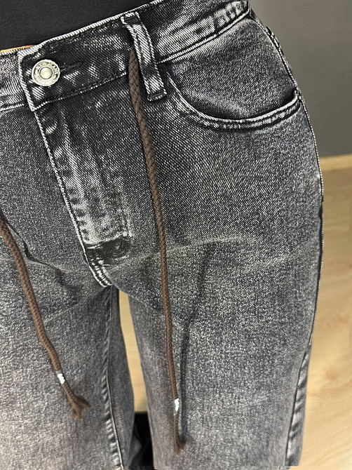 Джинсы женские Vanver 82081 палаццо широкие талия на резинке со шнурком черные, черный, З4, 34, 94 см, 120 см Киев - изображение 16