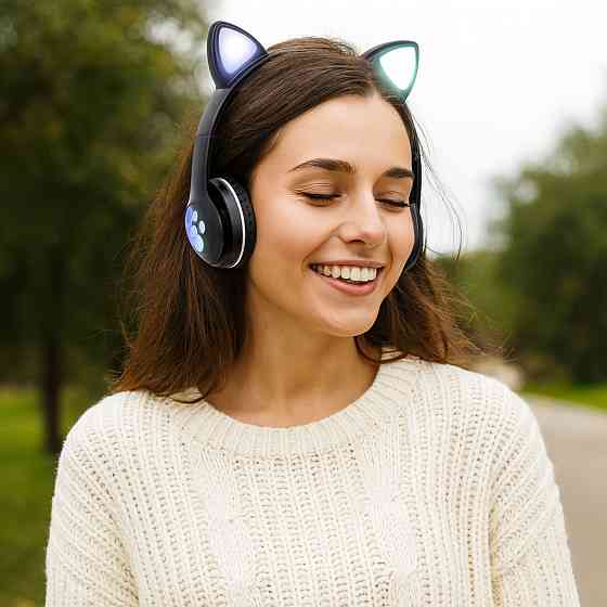 Бездротові навушники з котячими вушками, VZV-23M, Чорні / Дитячі Bluetooth навушники з мікрофоном Київ