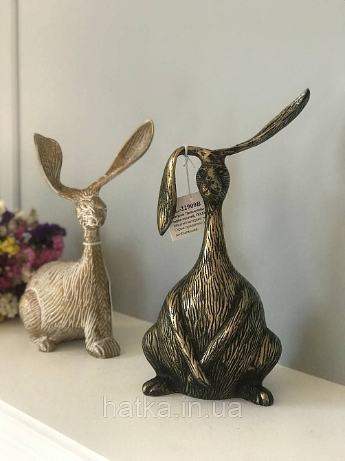 Статуэтка «Зайчик» 18х13х33 см  металл черно-золотой Киев - изображение 3