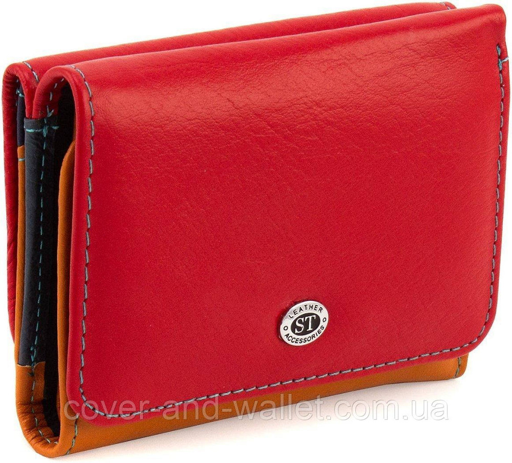 Різнокольоровий жіночий гаманець із натуральної шкіри компактного розміру ST Leather 403-1 Київ - фото 1