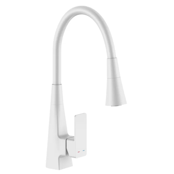 Смеситель для кухни Mixxus Etna 014-T (NUT) White Refl.White латунный (Белый+силиконовый излив белый) (MI8424) Черновцы