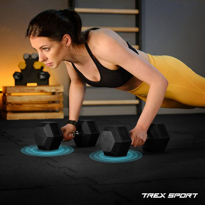 Гантеля шестигранна прогумована TX-125RD Trex Sport 12,5кг Киев - изображение 3