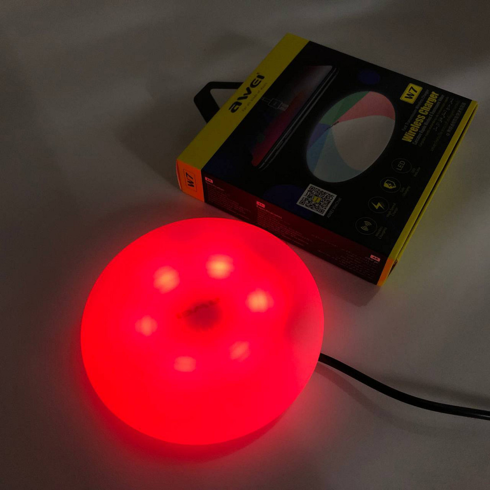 Бездротова зарядка з підсвічуванням 7 кольорів 10W 7 COLOR Awei W7 + WIRELESS CHARGE VD-92 Львів - фото 19