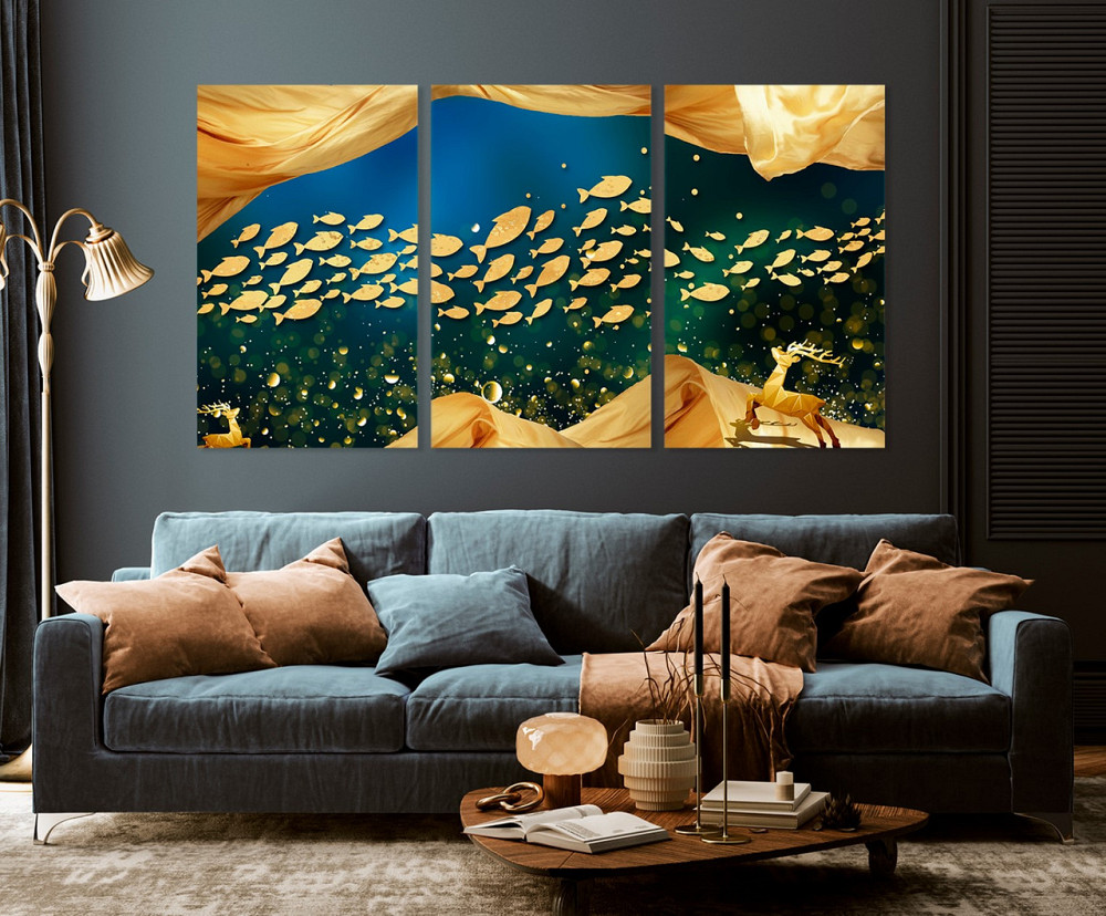 Модульна картина у вітальню/ спальню  Рибки     ART-174_3A 70х130 см Київ - фото 3