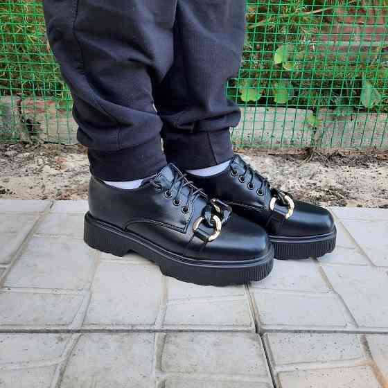 -Жеські Чорні Туфлі на Толстой Підошві (розміри: 37,38,39,40) — 710-3 Дніпро