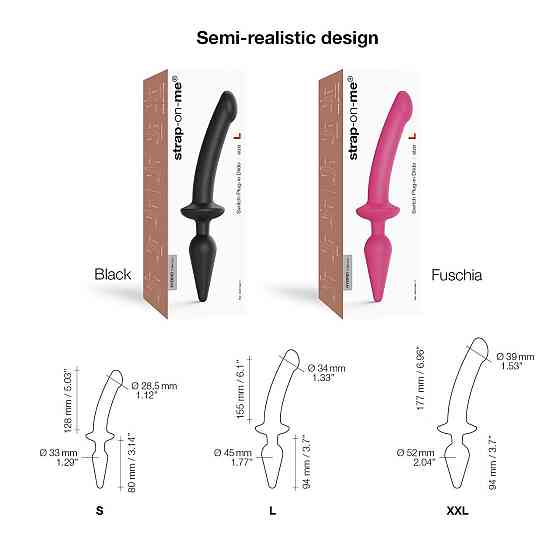 Анальная пробка с дилдо 2в1 Strap-On-Me SWITCH PLUG-IN DILDO Fuchsia L, диаметр 4,5/3,4 см Sex Aura Киев