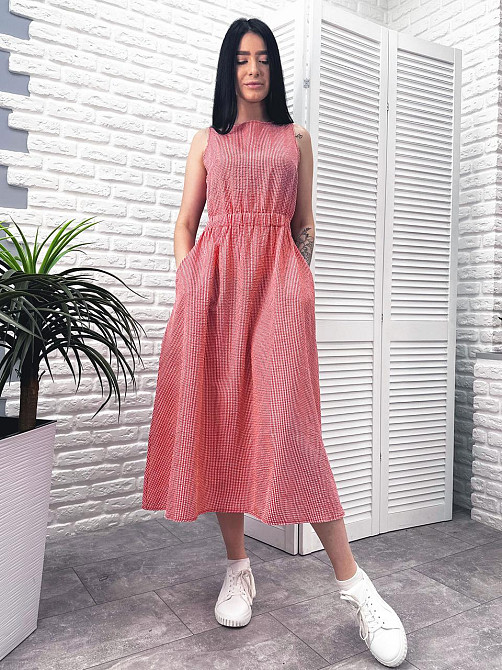 Довга літня сукня "Айріс" оптом | Норма и батал | Розпродаж моделі Червоний, 46-48 Київ - фото 2