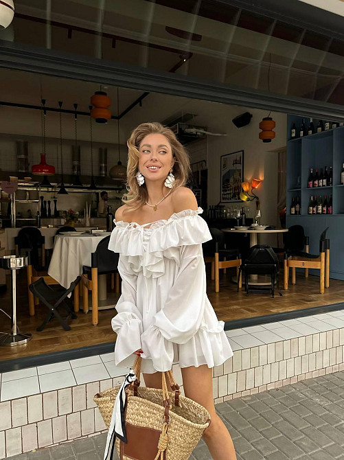 Женское привлекательное повседневное платье креп-шифон Белый Одесса - изображение 7