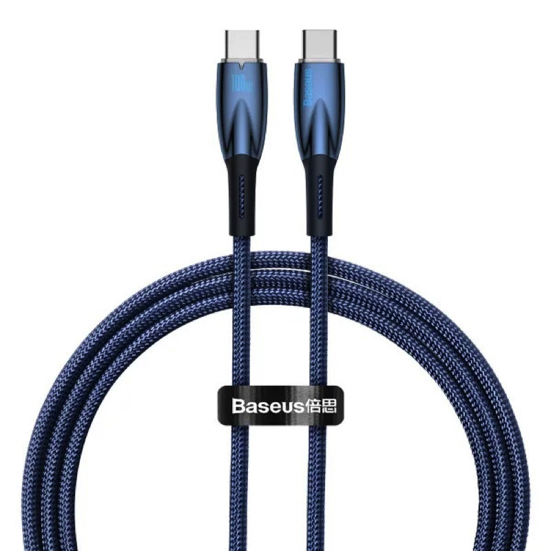 Кабель Baseus Glimmer Series Fast Charging Data Cable Type-C to Type-C 100W 1m Blue Київ - фото 4