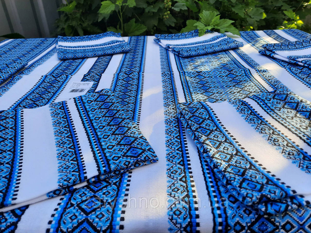 Скатертина вишита в синьому кольорі Київ - фото 3