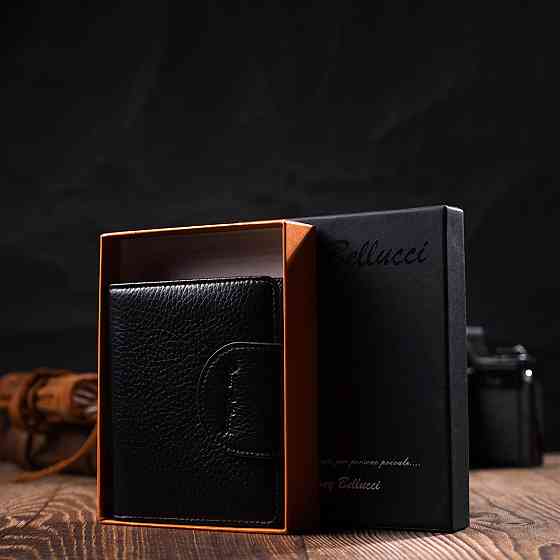 Жіночий гаманець із натуральної шкіри в класичному чорному кольорі (Tony Bellucci) Київ