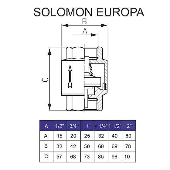 Клапан обратного хода воды SOLOMON 2″ EUROPA 6026 лат. шток (000005200) Киев