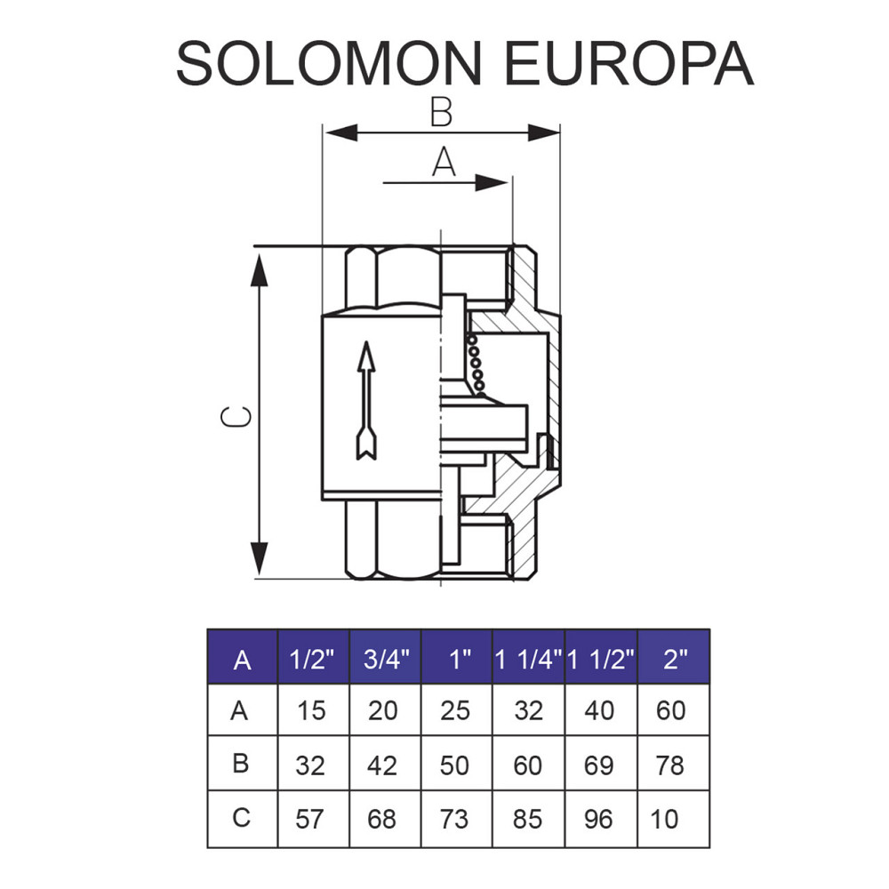 Клапан обратного хода воды SOLOMON 2″ EUROPA 6026 лат. шток (000005200) Киев - изображение 3