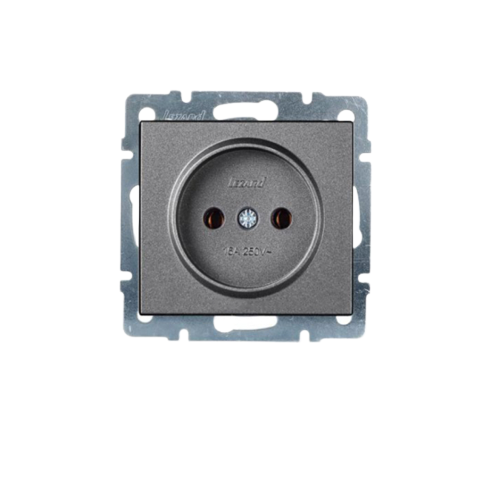 RAIN антрацит Розетка внутрішня із заземленням з кришкою Лезард Житомир