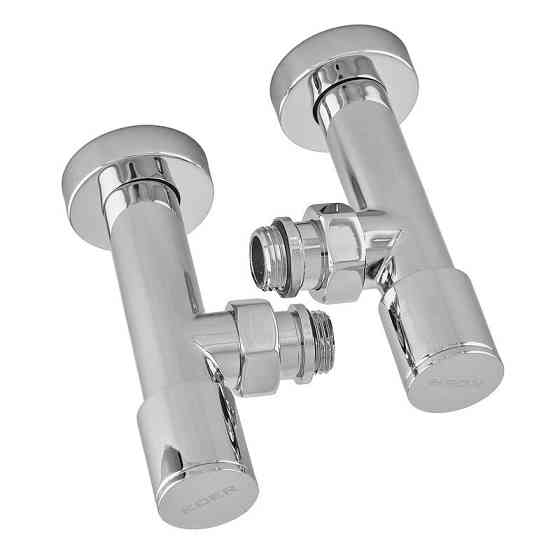 Комплект кранів для рушникосушки кутовий Koer KR.SET.533 - M1/2''xM1/2'' подовжений, хромований (KR5842)   ( 22297 ) Харьков
