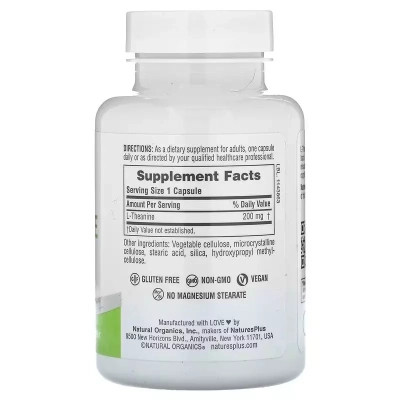 Витаминно-минеральный комплекс Natures Plus L-Теанин, 200 мг, Pro L-Theanine 200, 60 капсул (NAP-05166) Винница - изображение 2