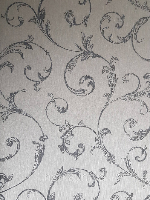 Шпалери текстильні 0.53х10.05 Rasch Textil Valentina класика завитки вензелі чорно сірі сірий металік Київ - фото 2