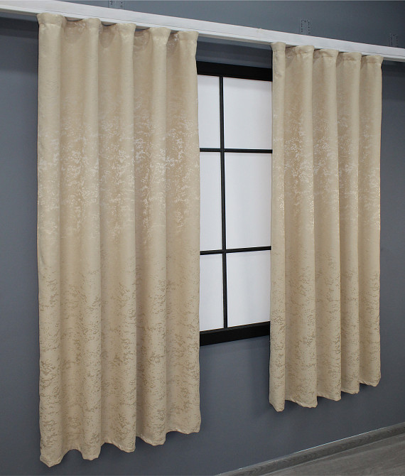 Комплект коротких штор VR-Textil Льон мармур Pavliani № 1170ш Бежевий 130х170 см 2 шт (35-0028) Київ - фото 4