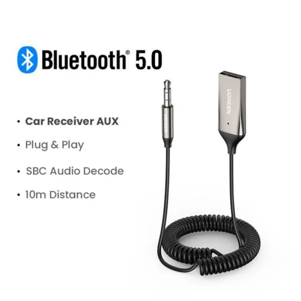 Bluetooth-ресивер UGREEN CM309 Bluetooth Car Receiver Aux with Mic (Space Gray)(UGR-70601) (UGR-70601) Київ - фото 3