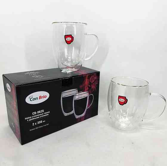 Набір чашок для кави з подвійним дном Con, Скляні чашки для напоїв з подвійними стінками WU-43 Івано-Франківськ