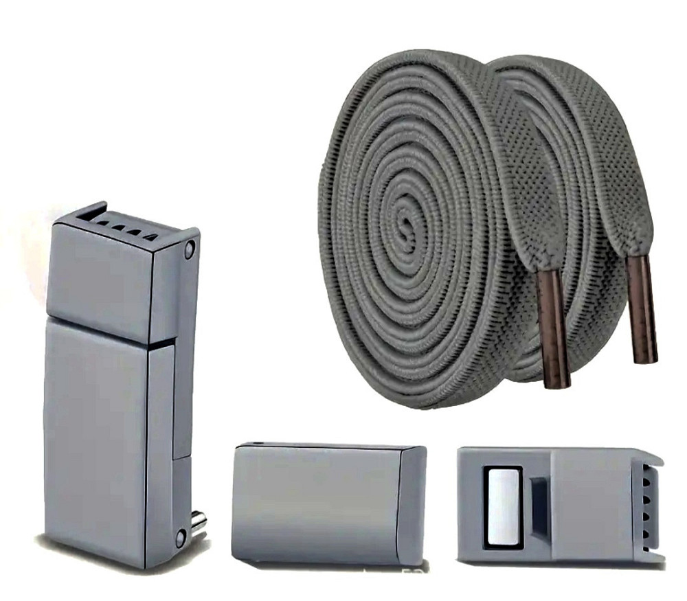 Еластичні шнурки без зав'язок з магнітними застібками Темно-сірий Сміла - фото 3