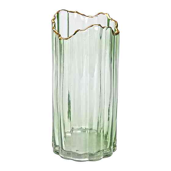 Зеленая ваза с золотым ободком 24,5 см Киев