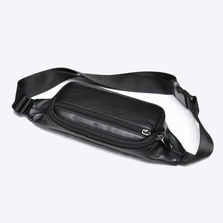 Сумка бананка мужская кожаная, Повседневная мужская сумка на грудь поясная бананка черная IX-18 Львов - изображение 8