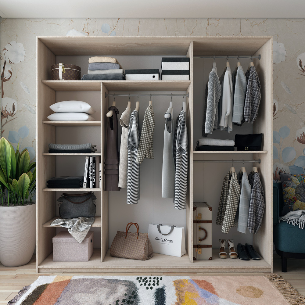 Шафа-купе трьохдверна Doros Сіті Лайт 225х60х225 см Дуб сонома/3 Дзеркала (DRS-011096) Дніпро - фото 2