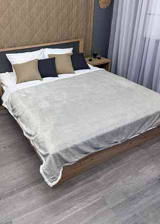 Плед двосторонній 155х200 см (+-5см) рельєфний із штучною овчиною Кремовий з білим (87-074) Київ