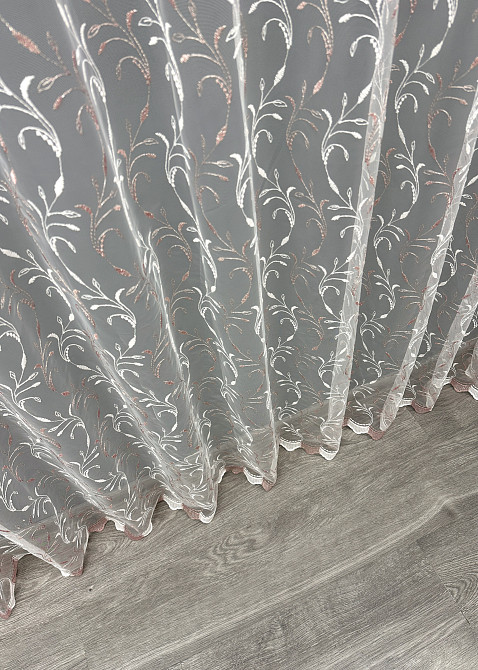 Тюль фатин с вышивкой и люрексом цвет белый с пудровым 1646т Киев - изображение 7