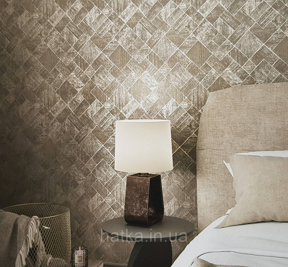 Шпалери вінілові на флізеліні Ritus Marburg метрові геометрія під плитку структурні сірі сріблясті Київ - фото 1