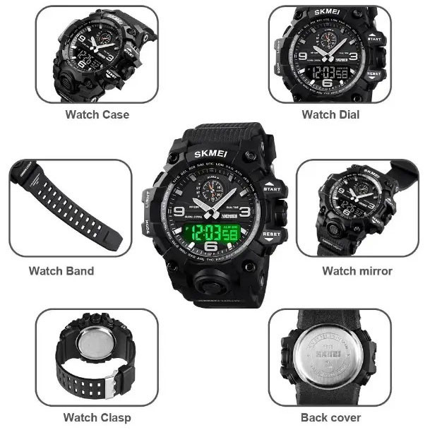 Годинники наручні спортивні SKMEI 1586BK BLACK, Годинники чоловічі спортивні, Годинники JF-605 спортивні скмей Київ - фото 6