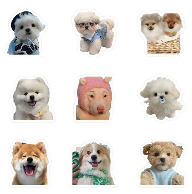 20 милых реалистичных стикеров с щенками. Водонепроницаемые виниловые эстетические наклейки с собака Киев - изображение 2