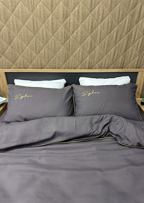 Комплект постільної білизни Сатин, Двоспальний 180х220 Сірий (88-157) Київ - фото 5